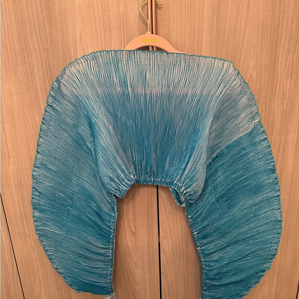 Cult Gaia Blue Pleated Top and Pants Set - Picture 4 of 7